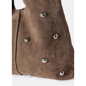 Mint Velvet Brown Studded Suede Shoulder Bag